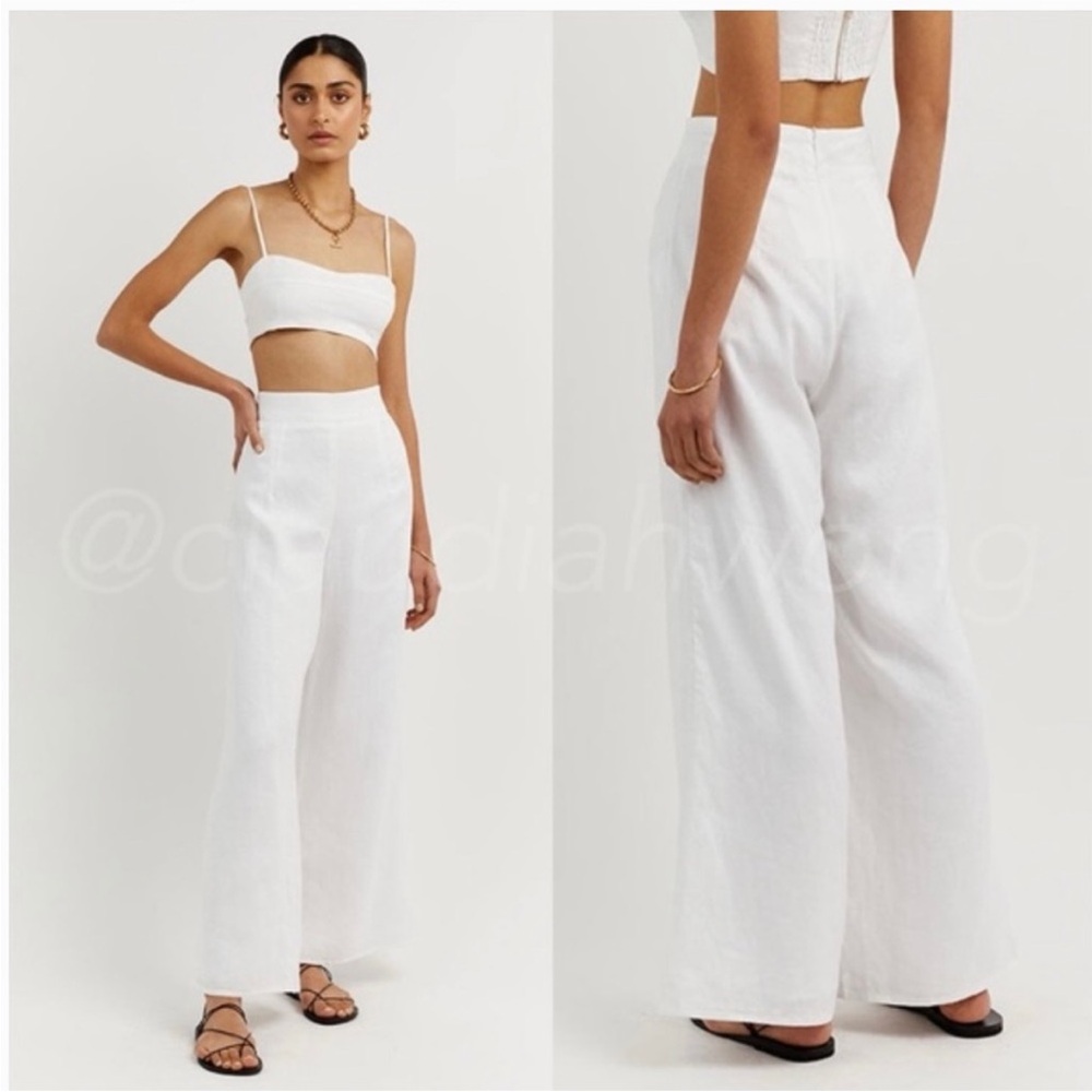 DISSH White linen Wide Leg Flick Pants

Like new.